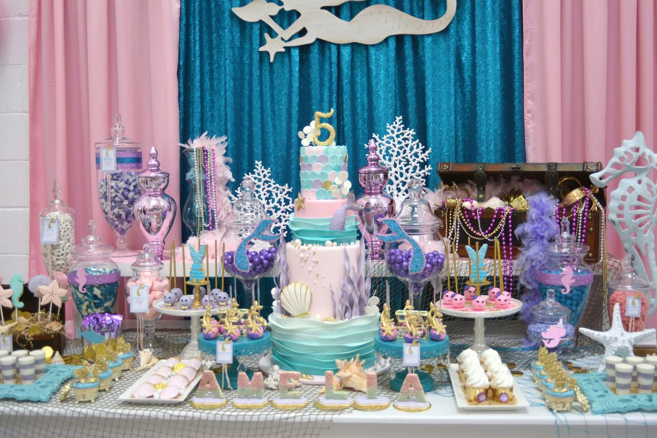 Under the Sea Dessert Table from an Under the Sea Birthday Party