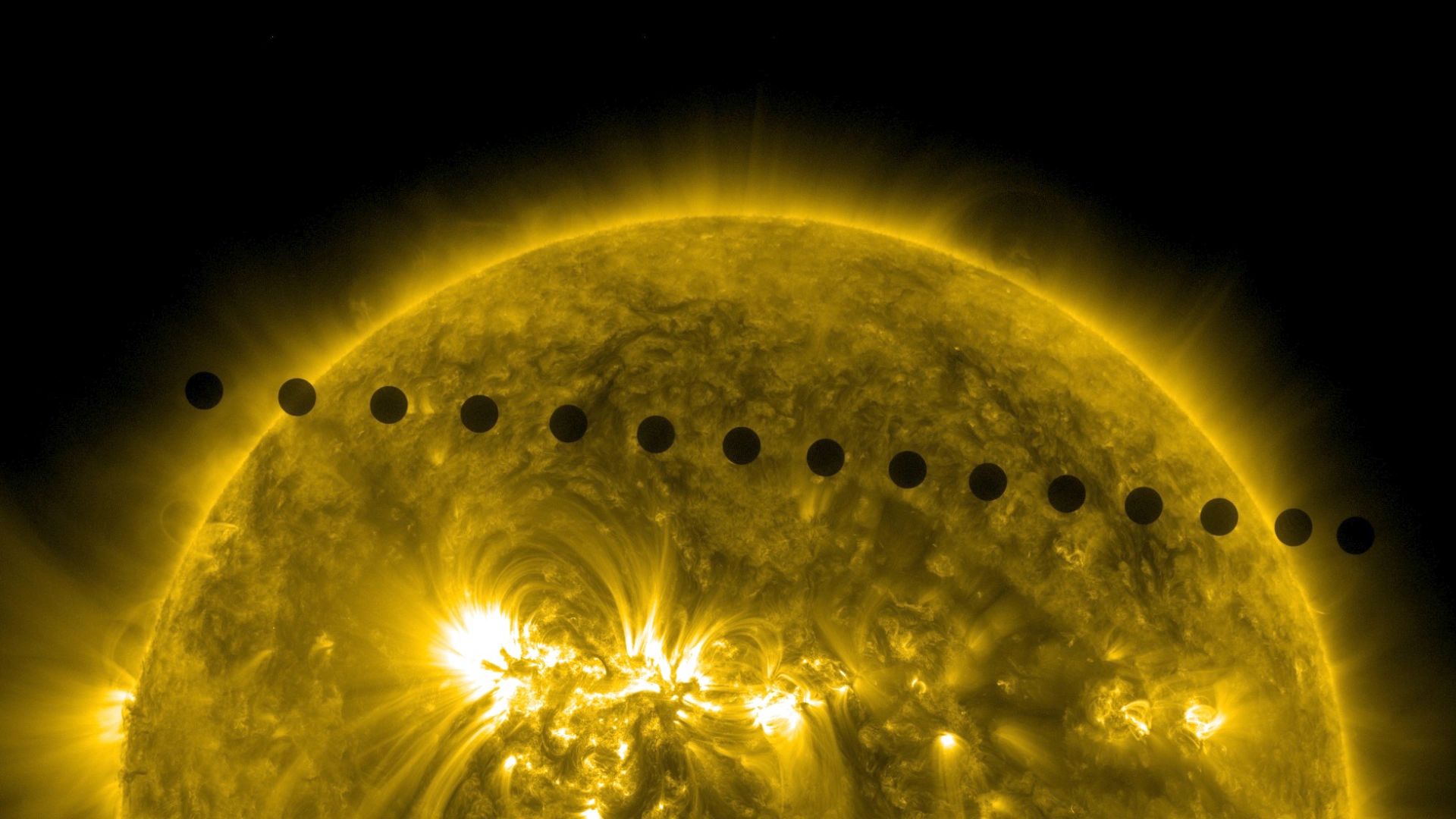 "Transit of Venus" sequence of images from the Solar Dynamic Observatory (SDO) in ultraviolet wavele