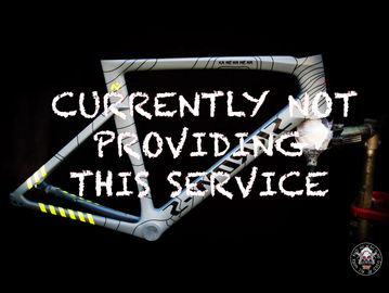 Bike frame with text overlay about service unavailability.