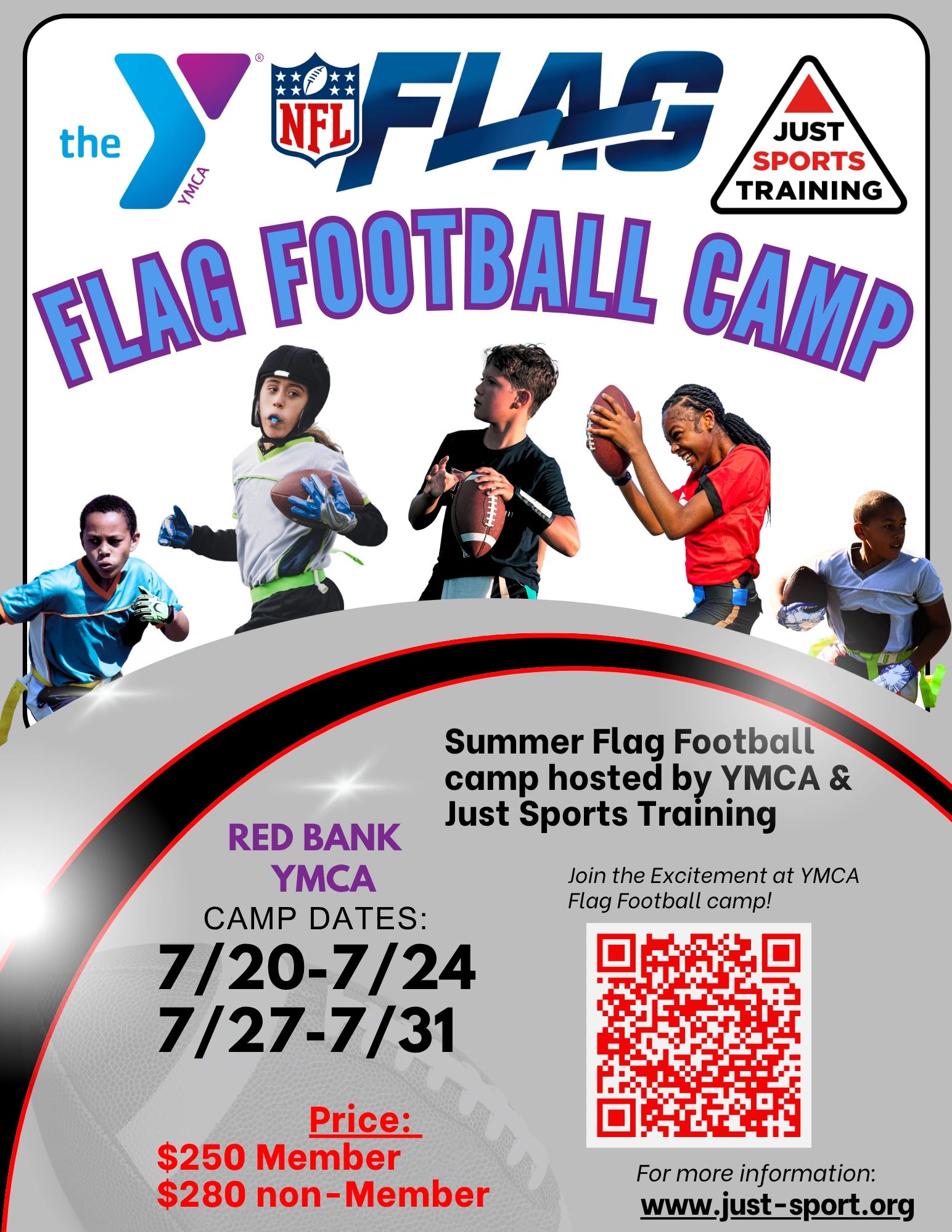 YMCA and Just Sports Training host summer flag football camp for kids.