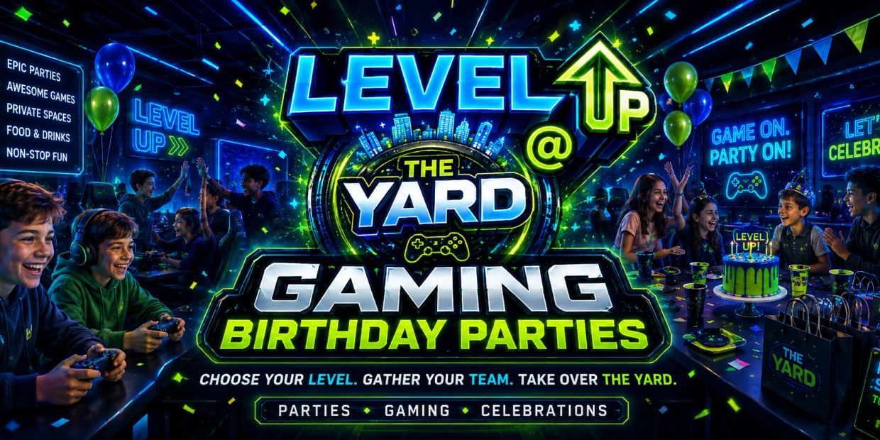 Kids enjoying gaming birthday parties at The Yard.