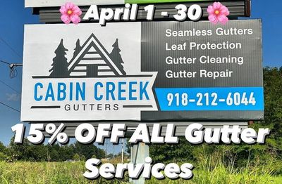 Cabin Creek Gutters, LLC Discount April 1-30 2024