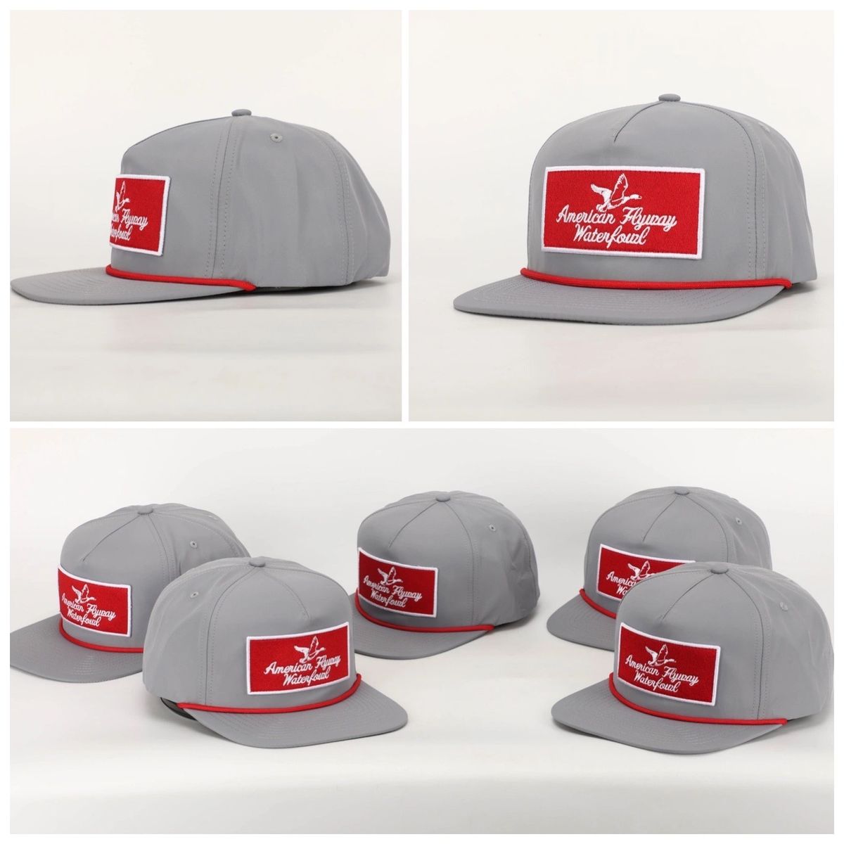 Throwback Vintage Rope Hat Slate Light Grey with Patch and Red Rope