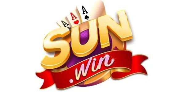 Golden SUN text with three aces and a red ribbon saying .win.