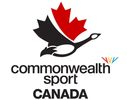 Logo du Commonwealth Sport Canada avec une feuille d'érable stylisée.