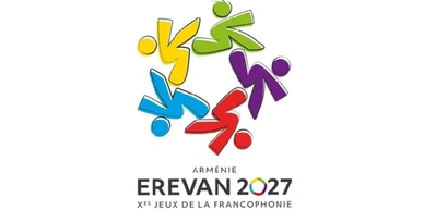 Logo coloré des Jeux de la Francophonie 2027 à Erevan, Arménie.