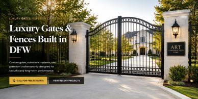 Elegant luxury gates and fences at a grand estate in DFW.
