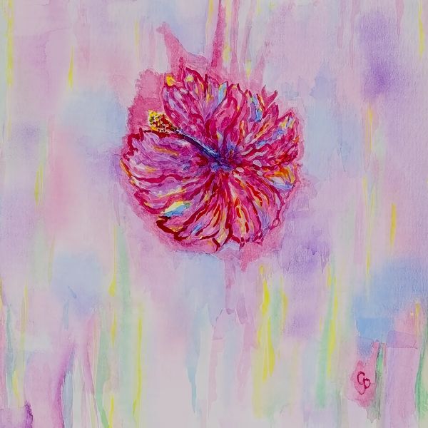Watercolor painting of a falling flower