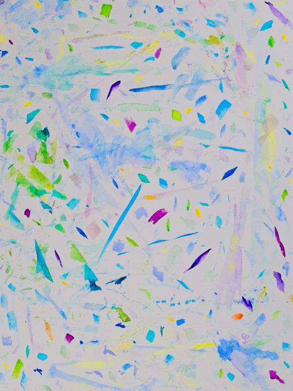 Watercolor painting of abstract brushstrokes in multi-colors