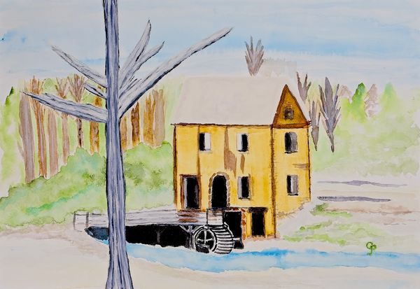 Watercolor painting of another old mill