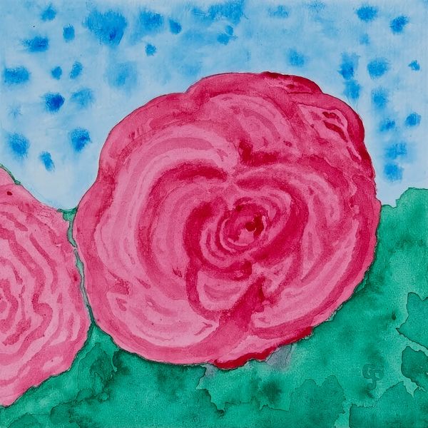 Watercolor painting of a pink rose