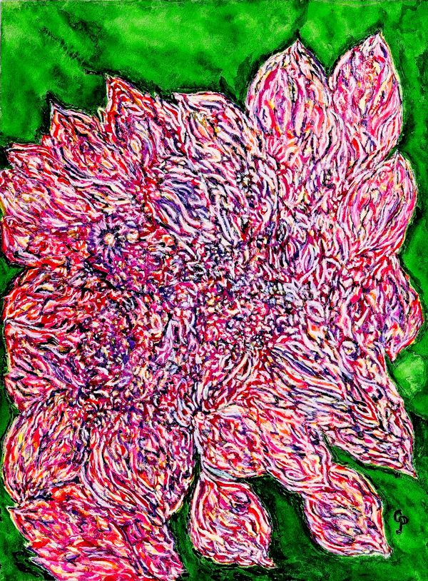 Watercolor painting of an abstract perspective on flowers