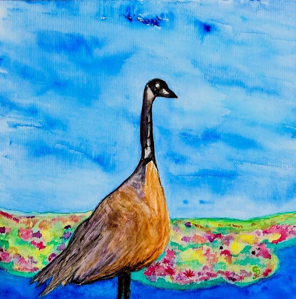 Watercolor painting of a goose