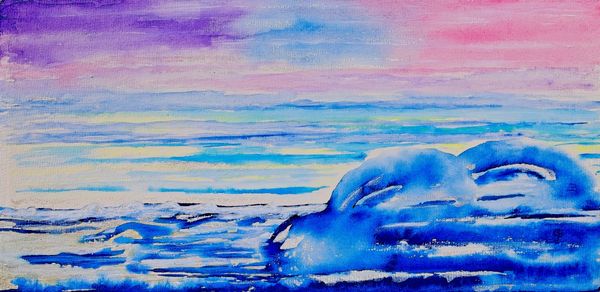 Watercolor painting of waves