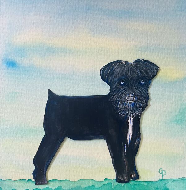 Watercolor painting of a schnauzer