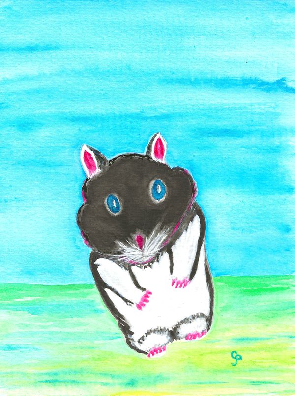 Watercolor painting of a hamster