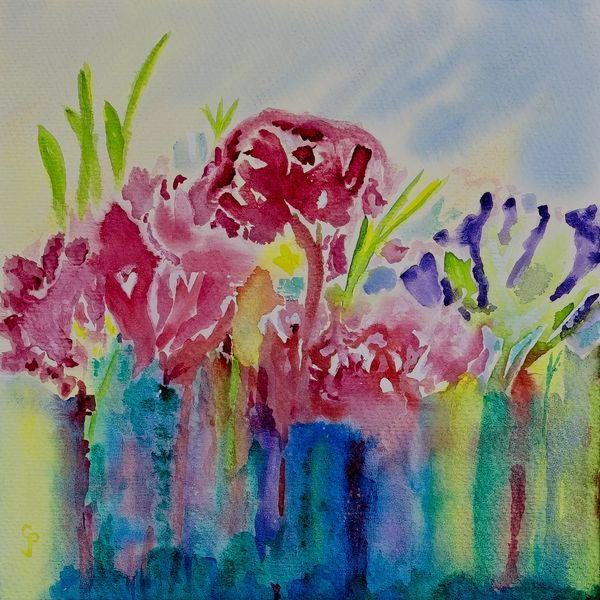Watercolor painting of flowers