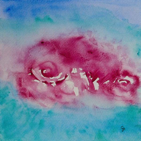 Watercolor painting of abstract and blooming roses