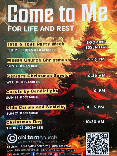 Church poster featuring all events in the church leading up to Christmas.