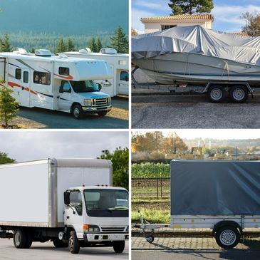 image of boat on trailer, RV, Trailer and Truck