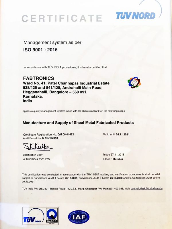 ISO 9001:2015 certification