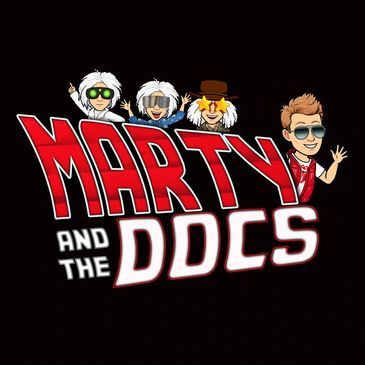 The official logo of the all 80's Tribute Band Marty and the Docs.
