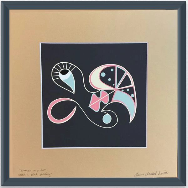 woman in a hat with a pink earring 