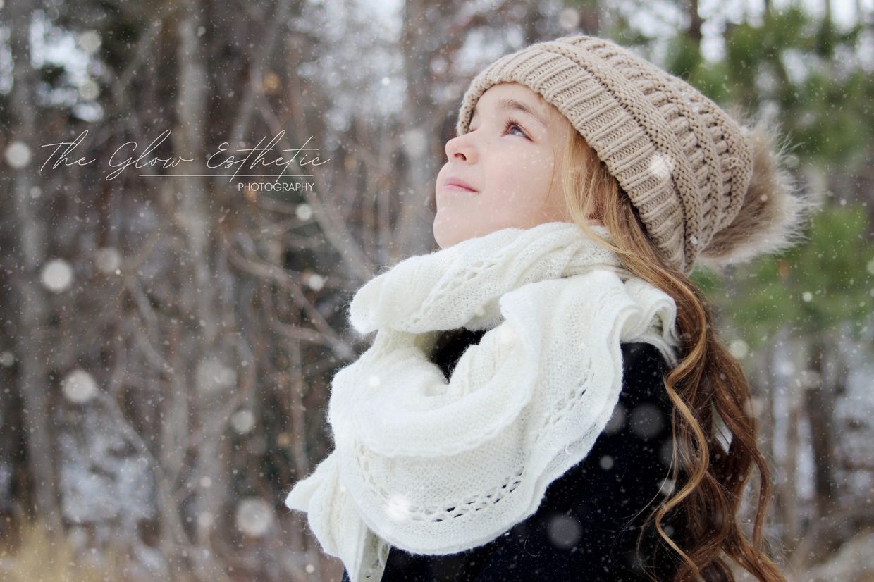 Magical photo of little girl in snow. Winter mini-session. Missoula, Montana photographer.