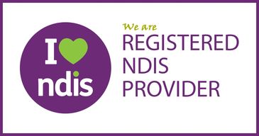Logo indicating registration as an NDIS provider with a heart symbol.