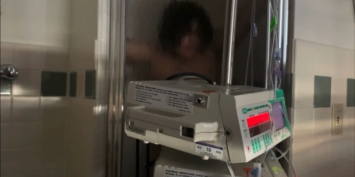 IN THE SHOWER WHILE IN LABOR ON PITOCIN 