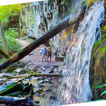 Hikers near waterfall Great Smoky Mountains National Park