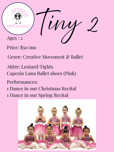 Tiny 2 dance class for 2-year-olds in pink ballet attire.