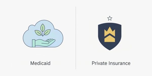 Icons representing Medicaid and Private Insurance.
