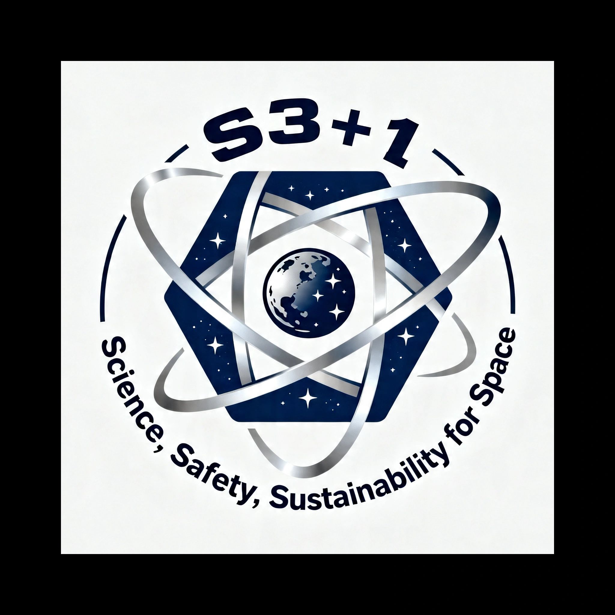 Logo of S3+1 Society for Science, Safety, Sustainability, and Security for Space.