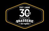 Logo celebrating 30 years of Brasserie des Rapides since 1990.