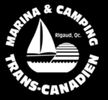 Logo of Trans-Canadien Marina &amp; Camping with a sailboat and lake.
