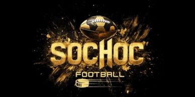 Logo for Sochoc Football with a golden football and dynamic splash effect.