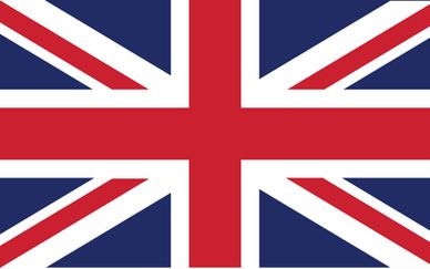 The national flag of the United Kingdom, known as the Union Jack.