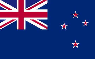 Flag of New Zealand with Union Jack and four red stars.