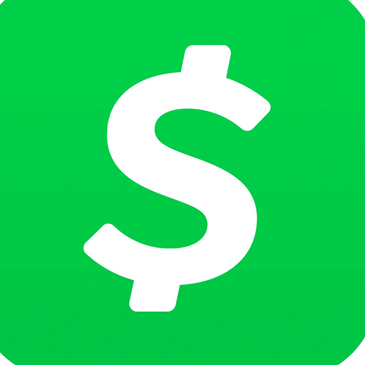 White dollar sign on a green square background.
