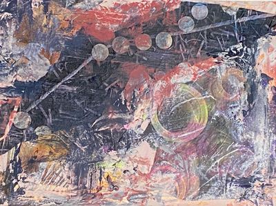 "City Constellation"
oil, cold wax, found paper & paintings on paper
9"x12"

$100