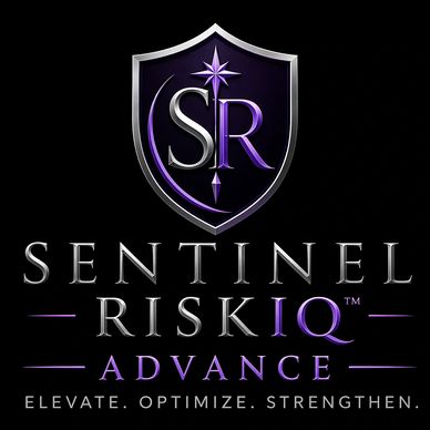 Sentinel Risk IQ Advance logo with a shield and compass design.