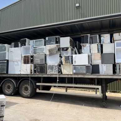 Fridge freezer on the back of a lorry in the uk