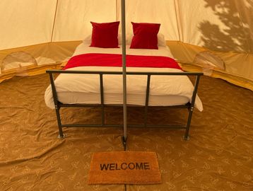 real bed in bell tent 
