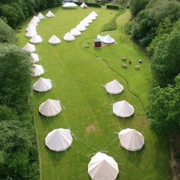 wedding village, corporate event, bell tents