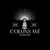 Elegant logo for Collins Ave Champagne featuring a champagne bottle and sparkling rays.