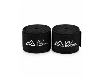 Pair of black LVLZ Boxing hand wraps.