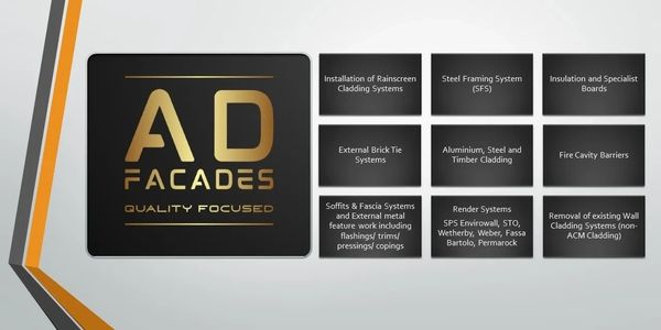 AD FACADES CONTRACTOR INSTALLATION SERVICES RAINSCREEN CLADDING SPECIALIST BOARDS CAVITY BARRIERS