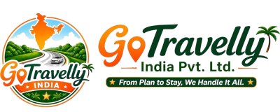 Logo of GoTravelly India Pvt. Ltd. featuring a traveler and lush green hills.