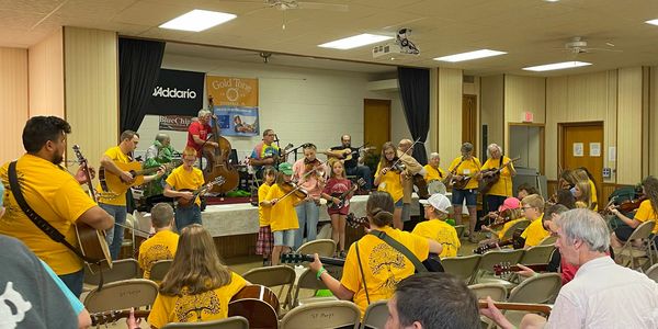 A photo of strawberry jam campers practicing